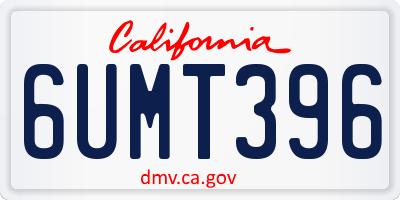 CA license plate 6UMT396