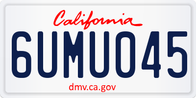 CA license plate 6UMU045