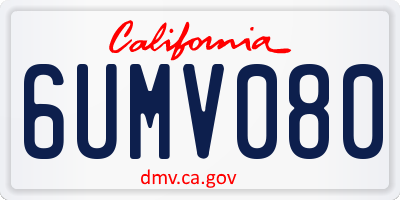 CA license plate 6UMV080