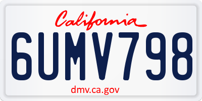 CA license plate 6UMV798