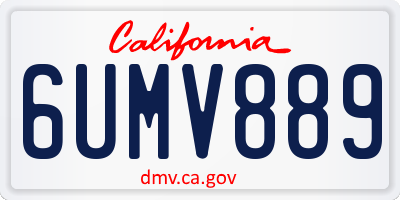 CA license plate 6UMV889