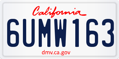 CA license plate 6UMW163