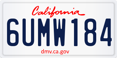 CA license plate 6UMW184
