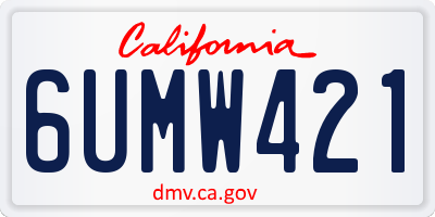 CA license plate 6UMW421