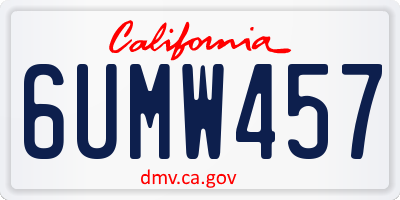 CA license plate 6UMW457