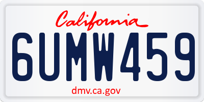 CA license plate 6UMW459
