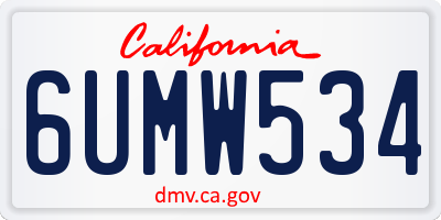 CA license plate 6UMW534