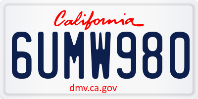 CA license plate 6UMW980