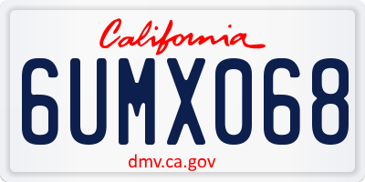 CA license plate 6UMX068