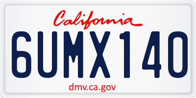 CA license plate 6UMX140