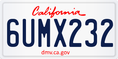 CA license plate 6UMX232