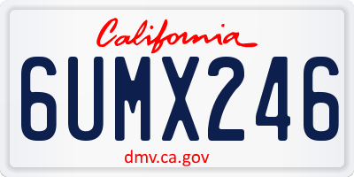 CA license plate 6UMX246