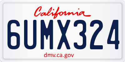 CA license plate 6UMX324