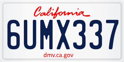CA license plate 6UMX337