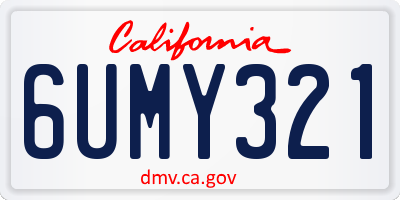CA license plate 6UMY321