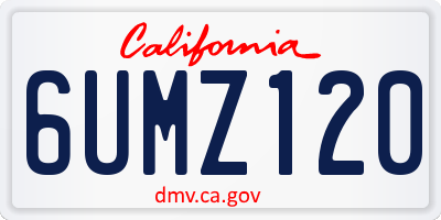 CA license plate 6UMZ120