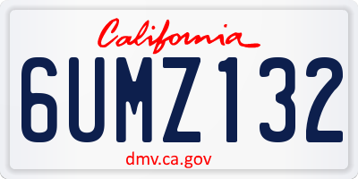CA license plate 6UMZ132