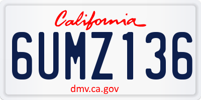 CA license plate 6UMZ136