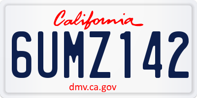 CA license plate 6UMZ142