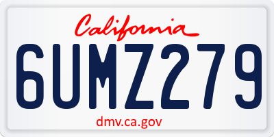 CA license plate 6UMZ279