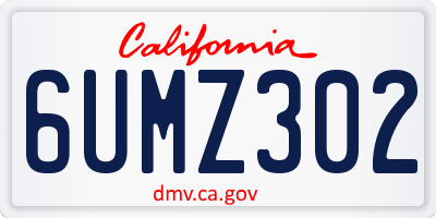 CA license plate 6UMZ302