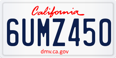 CA license plate 6UMZ450