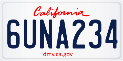 CA license plate 6UNA234