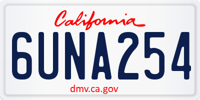 CA license plate 6UNA254