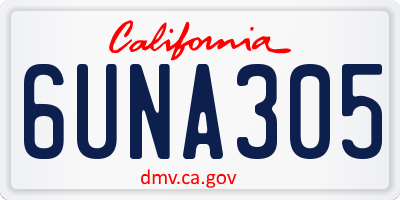 CA license plate 6UNA305