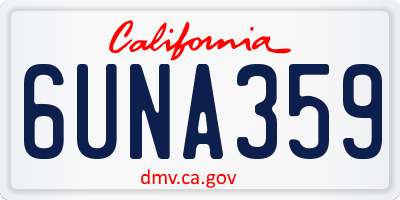 CA license plate 6UNA359