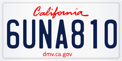 CA license plate 6UNA810