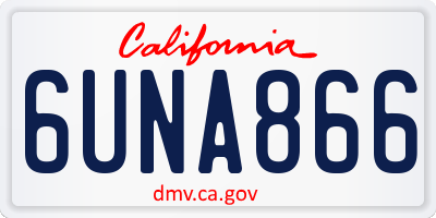 CA license plate 6UNA866