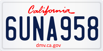 CA license plate 6UNA958