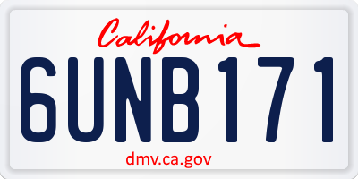 CA license plate 6UNB171