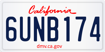 CA license plate 6UNB174