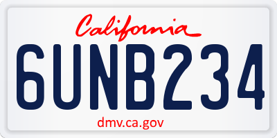 CA license plate 6UNB234