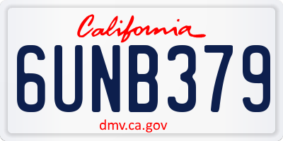 CA license plate 6UNB379