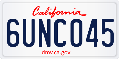 CA license plate 6UNC045