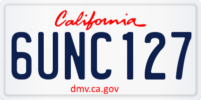 CA license plate 6UNC127