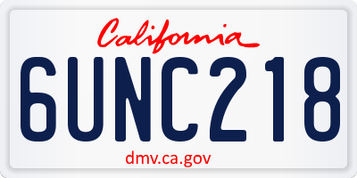 CA license plate 6UNC218