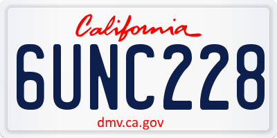 CA license plate 6UNC228