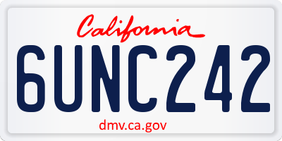 CA license plate 6UNC242