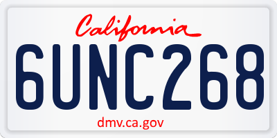 CA license plate 6UNC268
