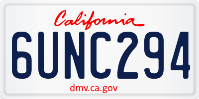 CA license plate 6UNC294