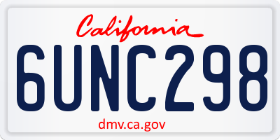 CA license plate 6UNC298