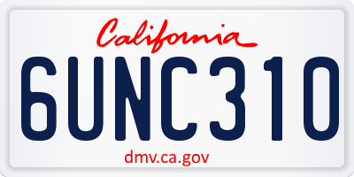 CA license plate 6UNC310