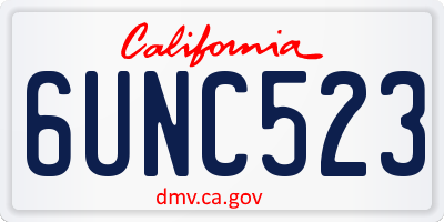 CA license plate 6UNC523