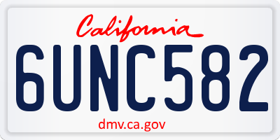 CA license plate 6UNC582