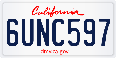 CA license plate 6UNC597