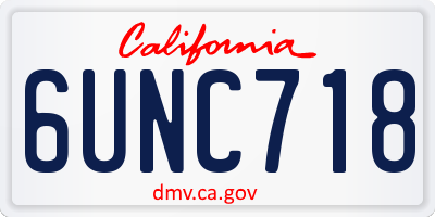 CA license plate 6UNC718